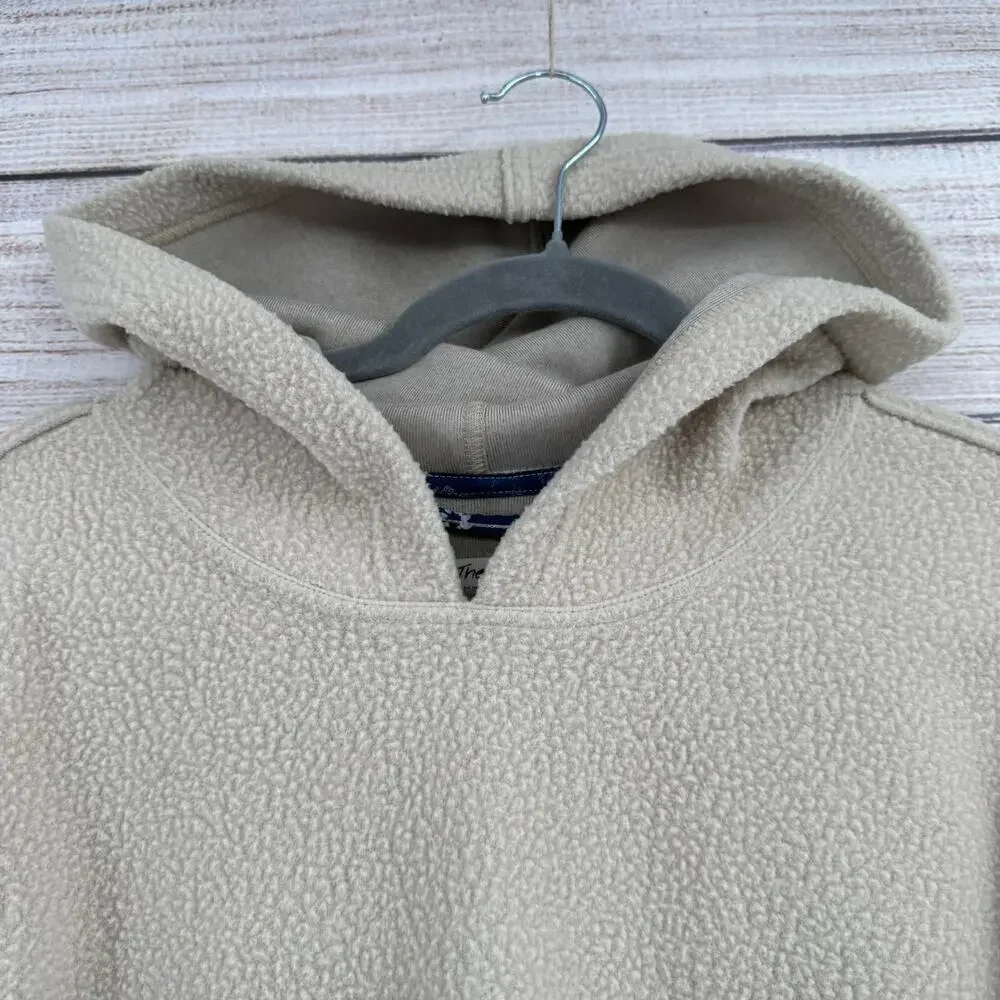 We the Free People Crop Oversize Sherpa Fleece Hoodie Womens XS Beige Boxy